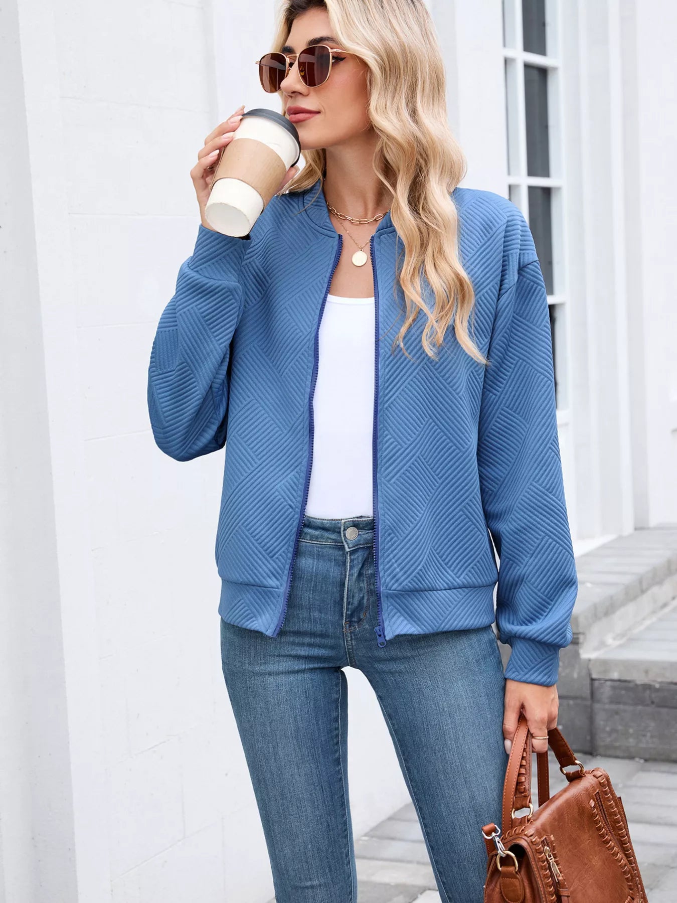 Trendsi Textured Zip Up Jacket -