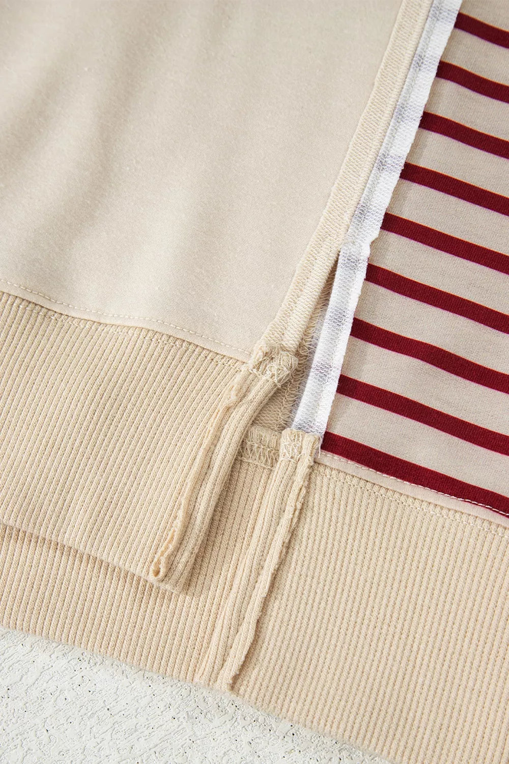 Trendsi Slit Striped Long Sleeve Sweatshirt -