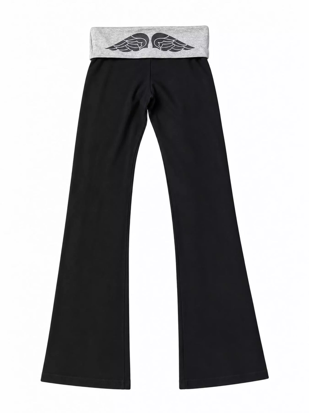 Gray fold-over waist flared pants