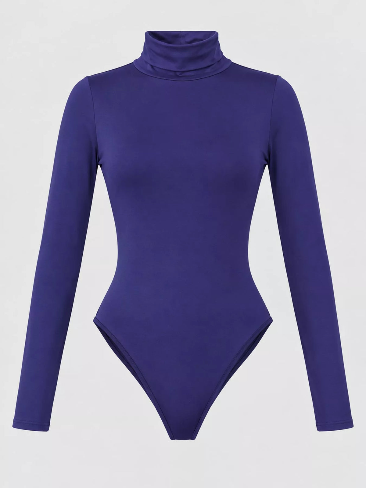 Long Sleeve Turtleneck Slim-Fit Bodysuit in dark purple