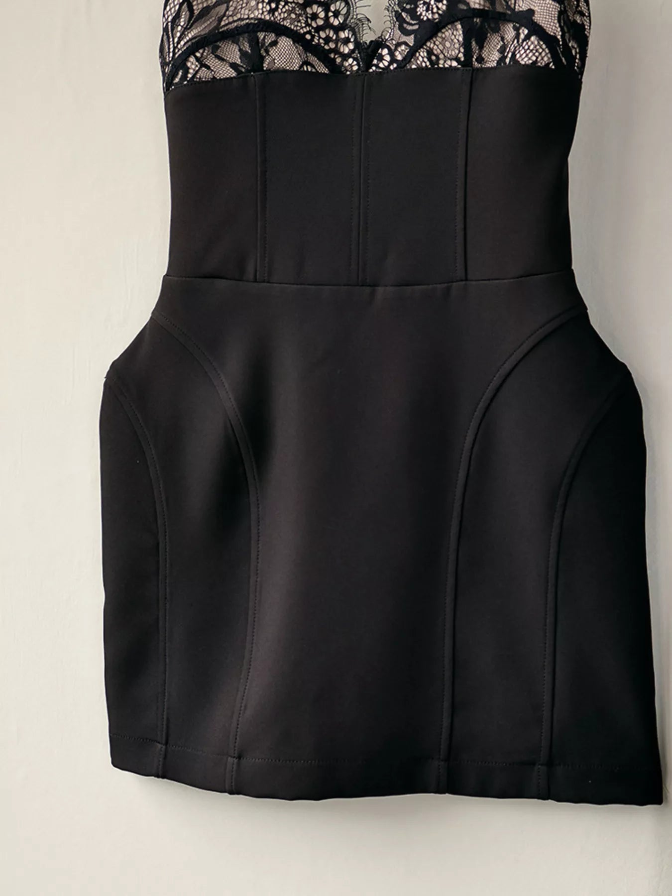Trendsi Lace Corset Mini Dress Set with Sheer Overlay -