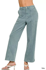 Trendsi Zenana Straight Leg Utility Pocket Jeans -
