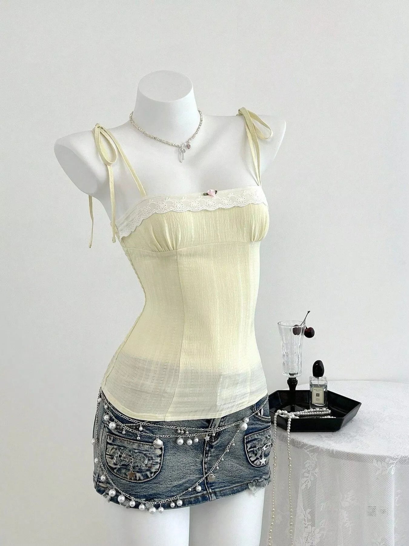 Trendsi Lace-Trimmed Tie Shoulder Cami -