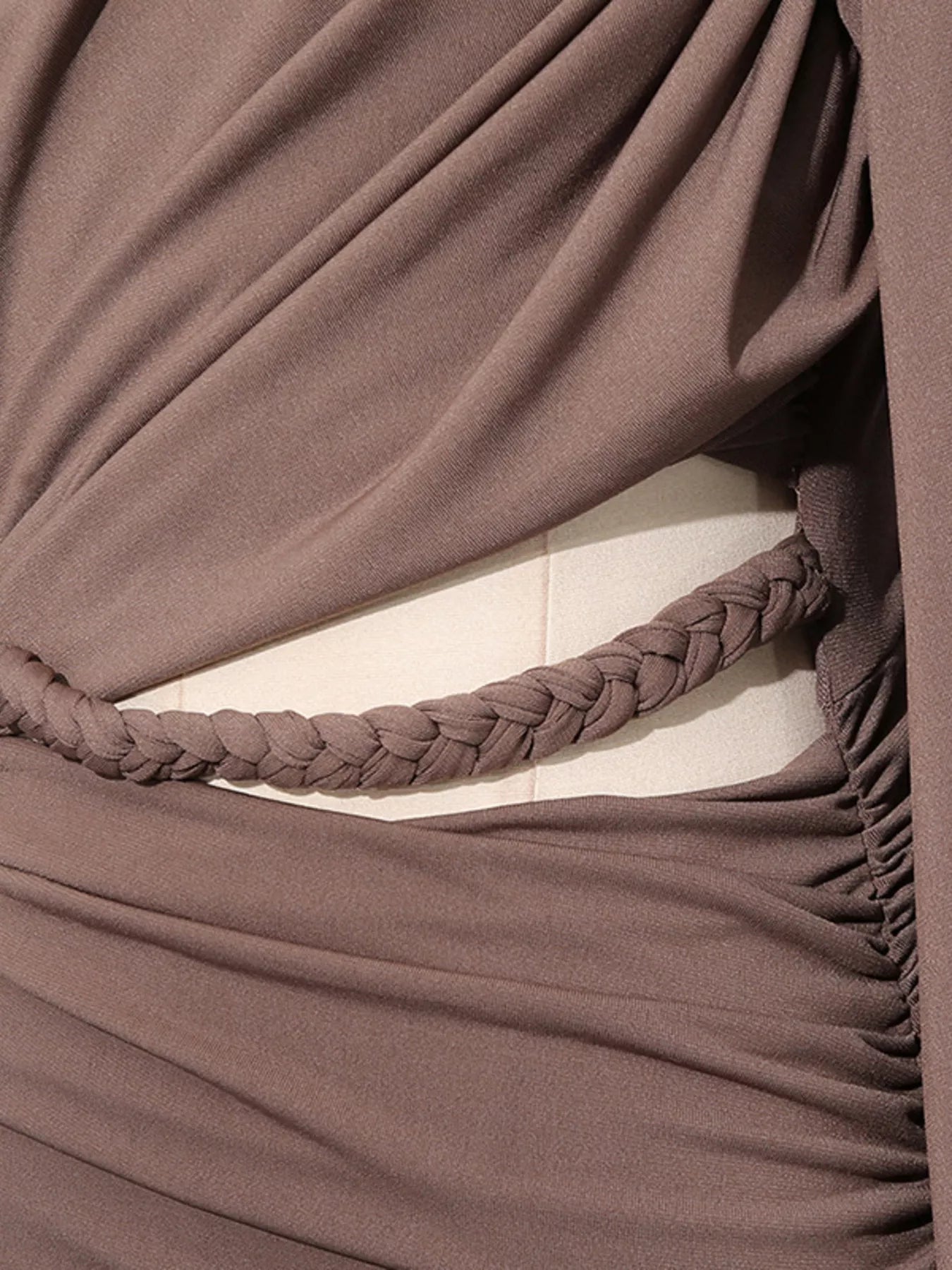 Trendsi Ruched Long-Sleeve Maxi Dress with Cutout Detail -