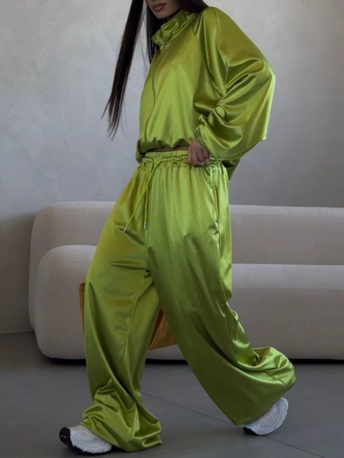 Trendsi Zip Up Raglan Sleeve Jacket and Pants Set -