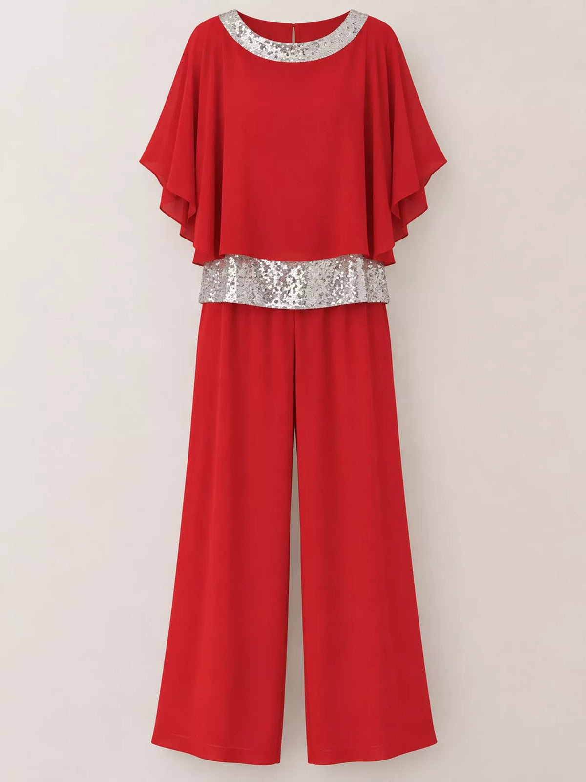 Chiffon Top and Wide-Leg Pants Set — garment front