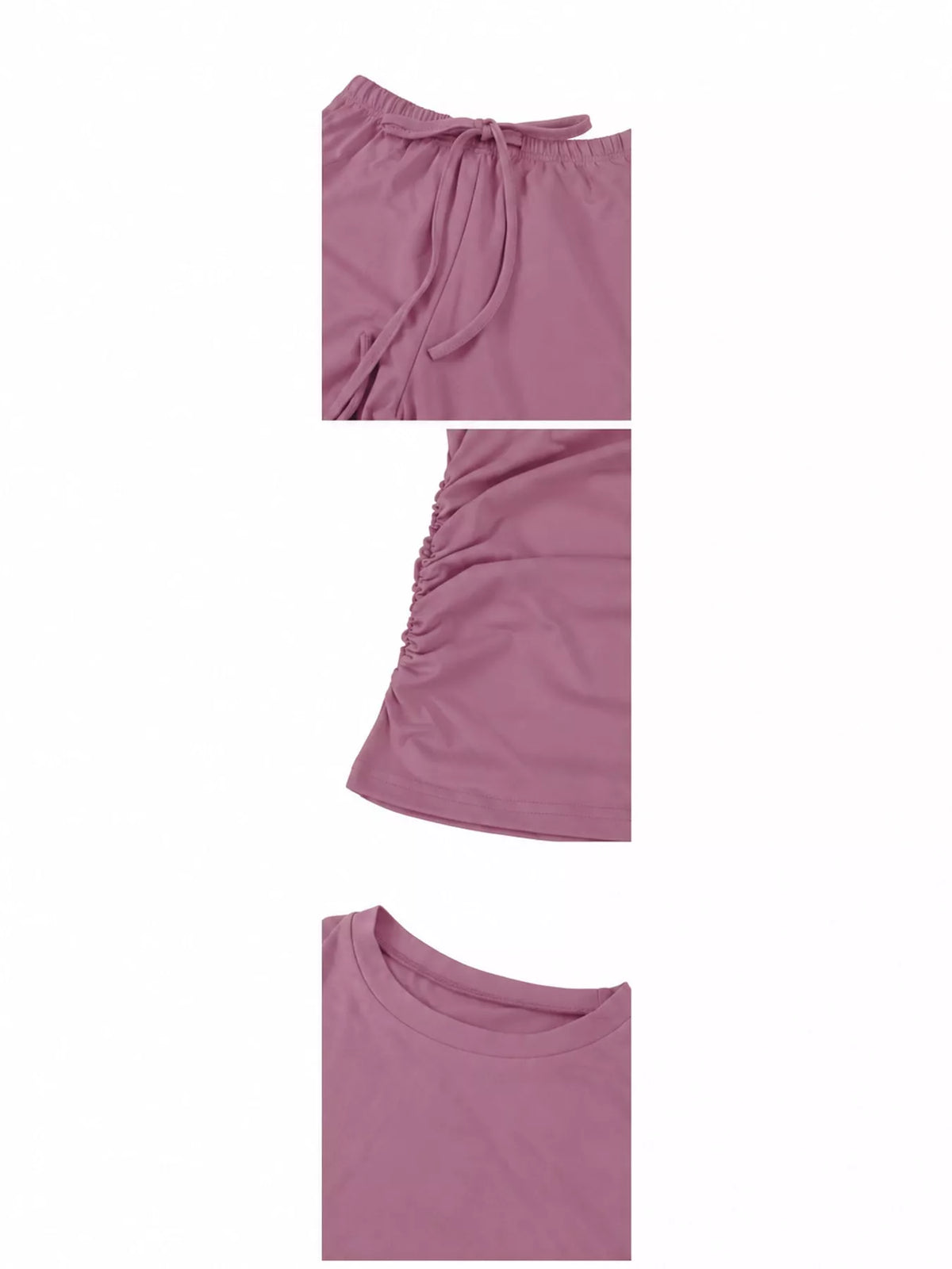 Long Sleeve Top and Wide-Leg Drawstring Pants Set — construction details