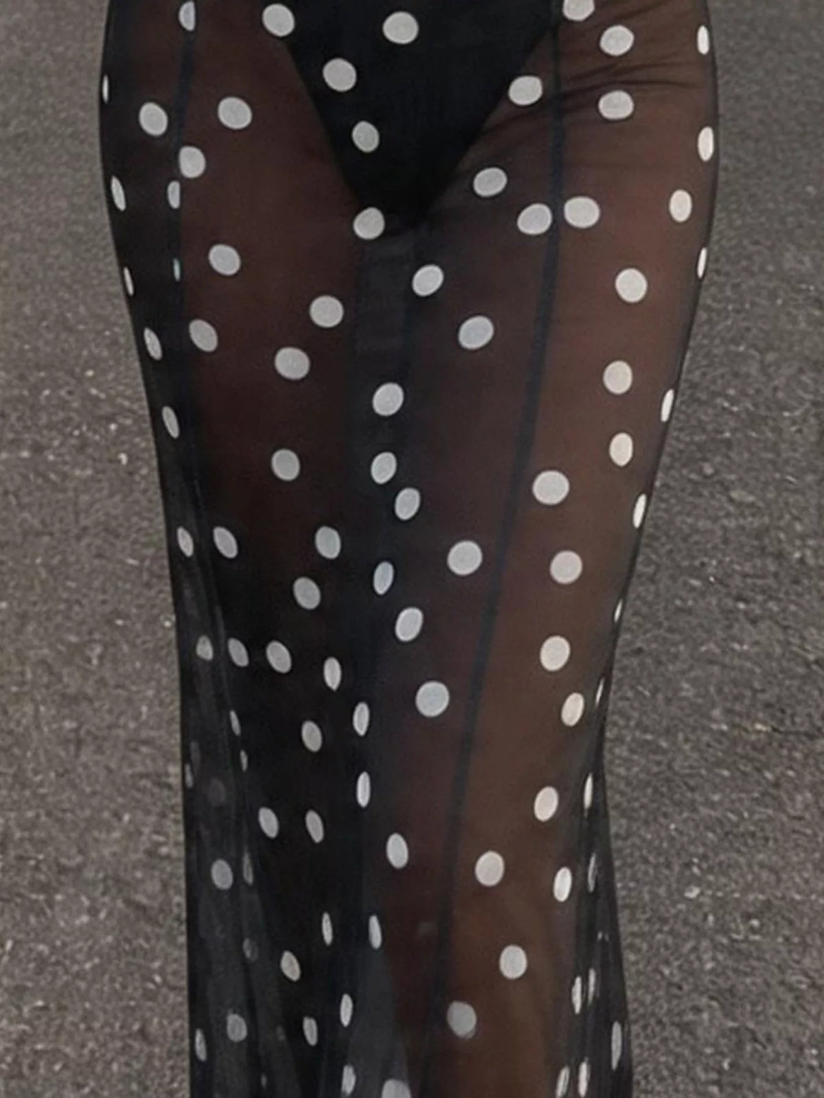 Sheer Polka Dot Maxi Dress — garment construction details