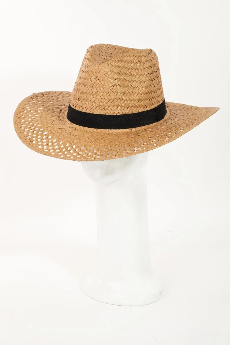 Basket Weave Straw Sun Hat With Adjustable Inner String — product view 1