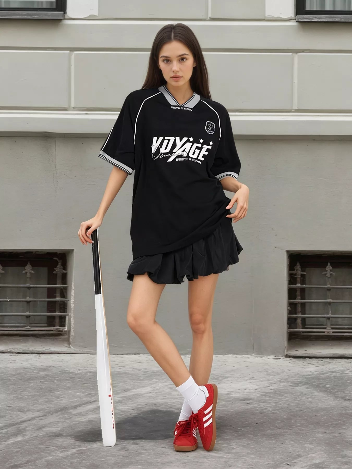 Trendsi Oversized Sporty Graphic Short Sleeve T-Shirt -