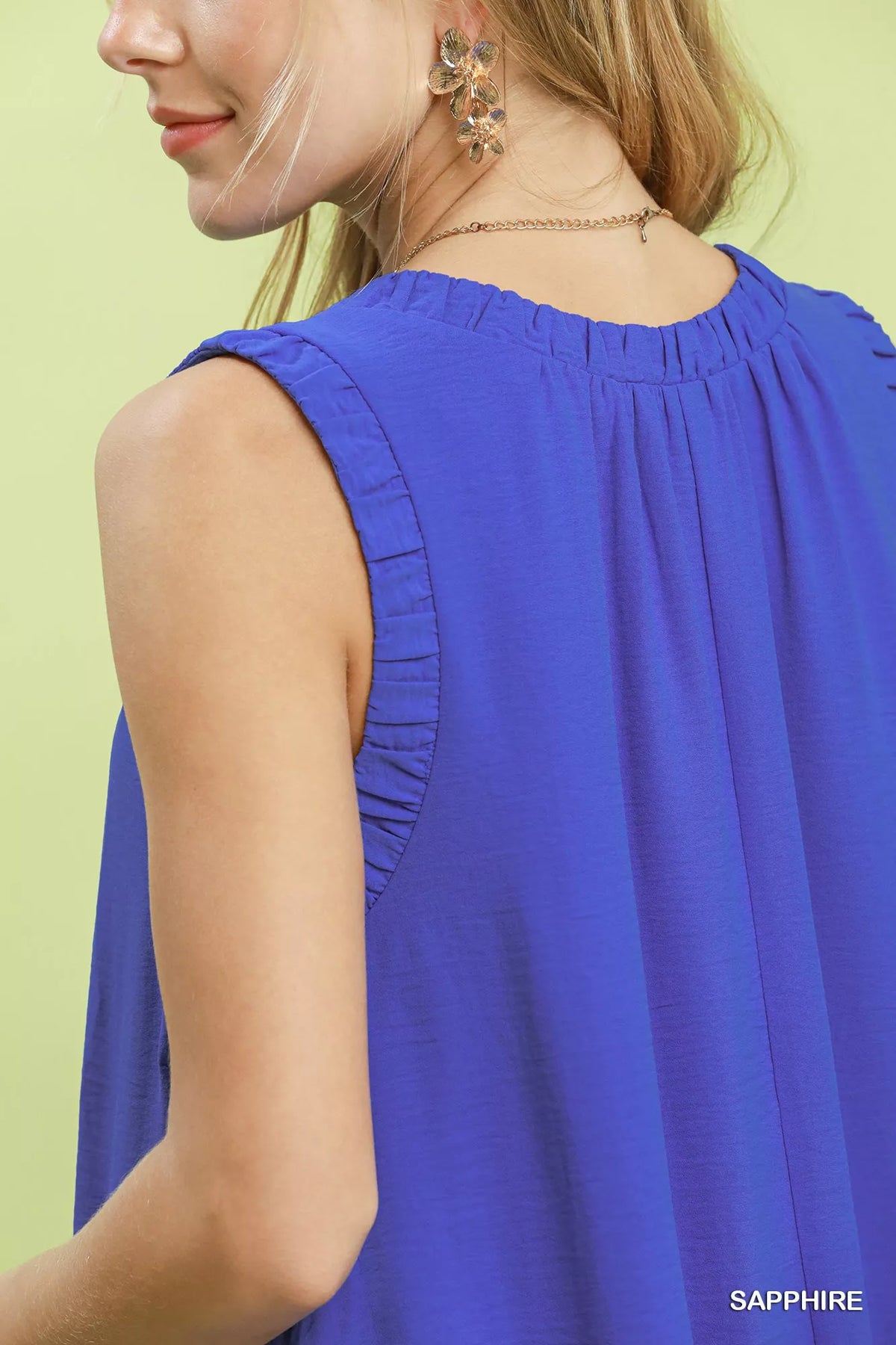 Women's Sleeveless Mini Dress Ruffle Trim Drop Waist Polyester — product view 5