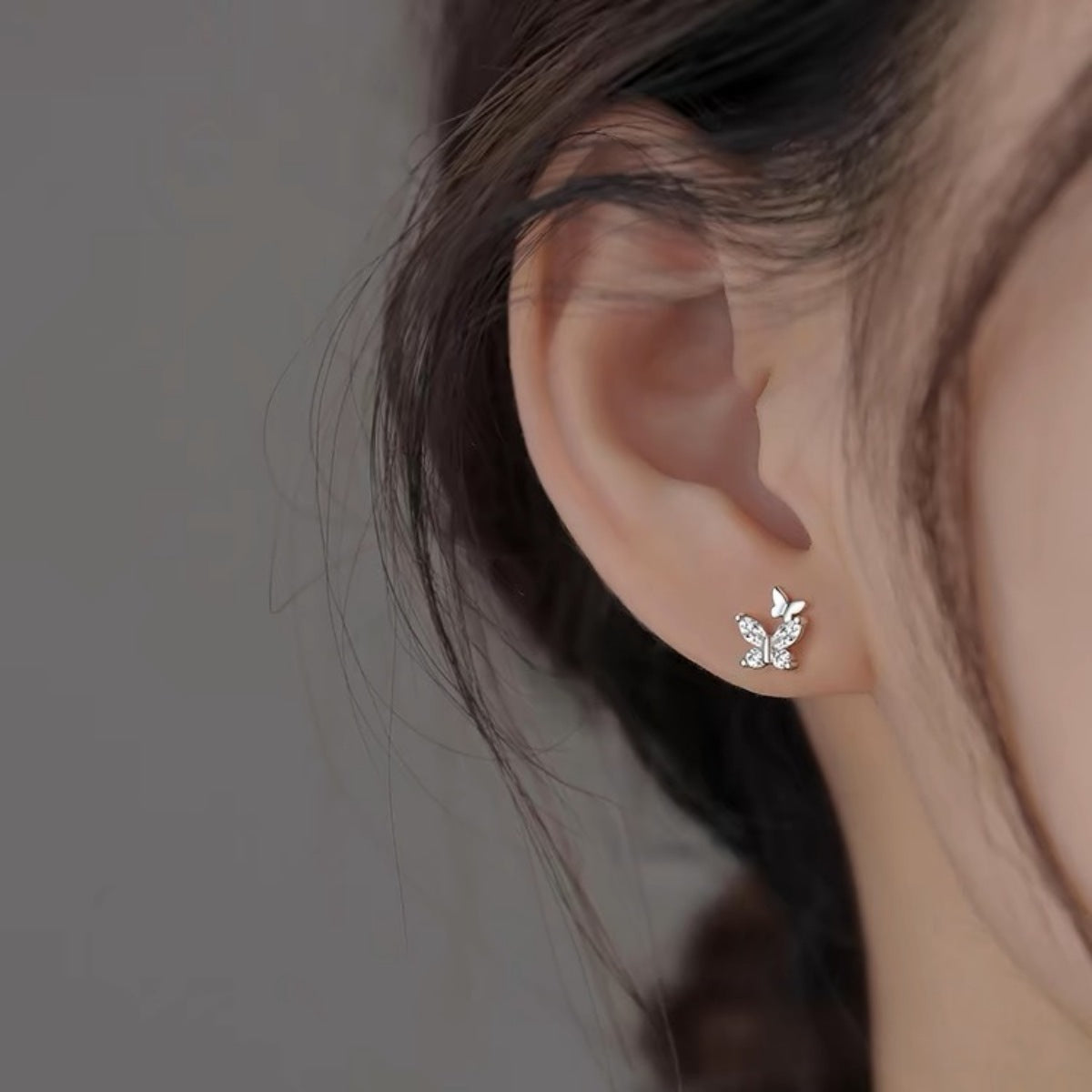 Trendsi 925 Sterling Silver Butterfly Stud Earrings -