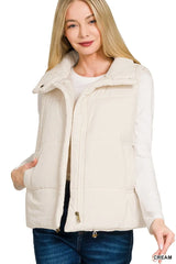Trendsi Zenana High Neck Zip-Up Vest Coat -