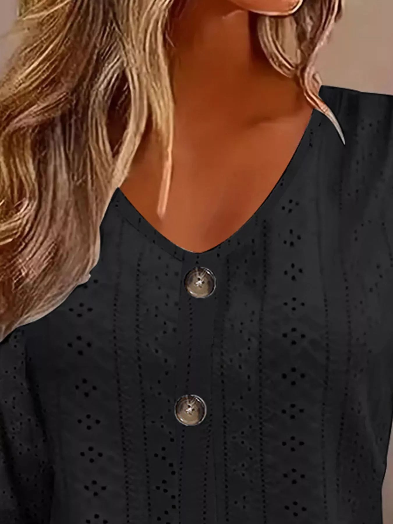 Trendsi Eyelet Tie-Sleeve Detail Top -
