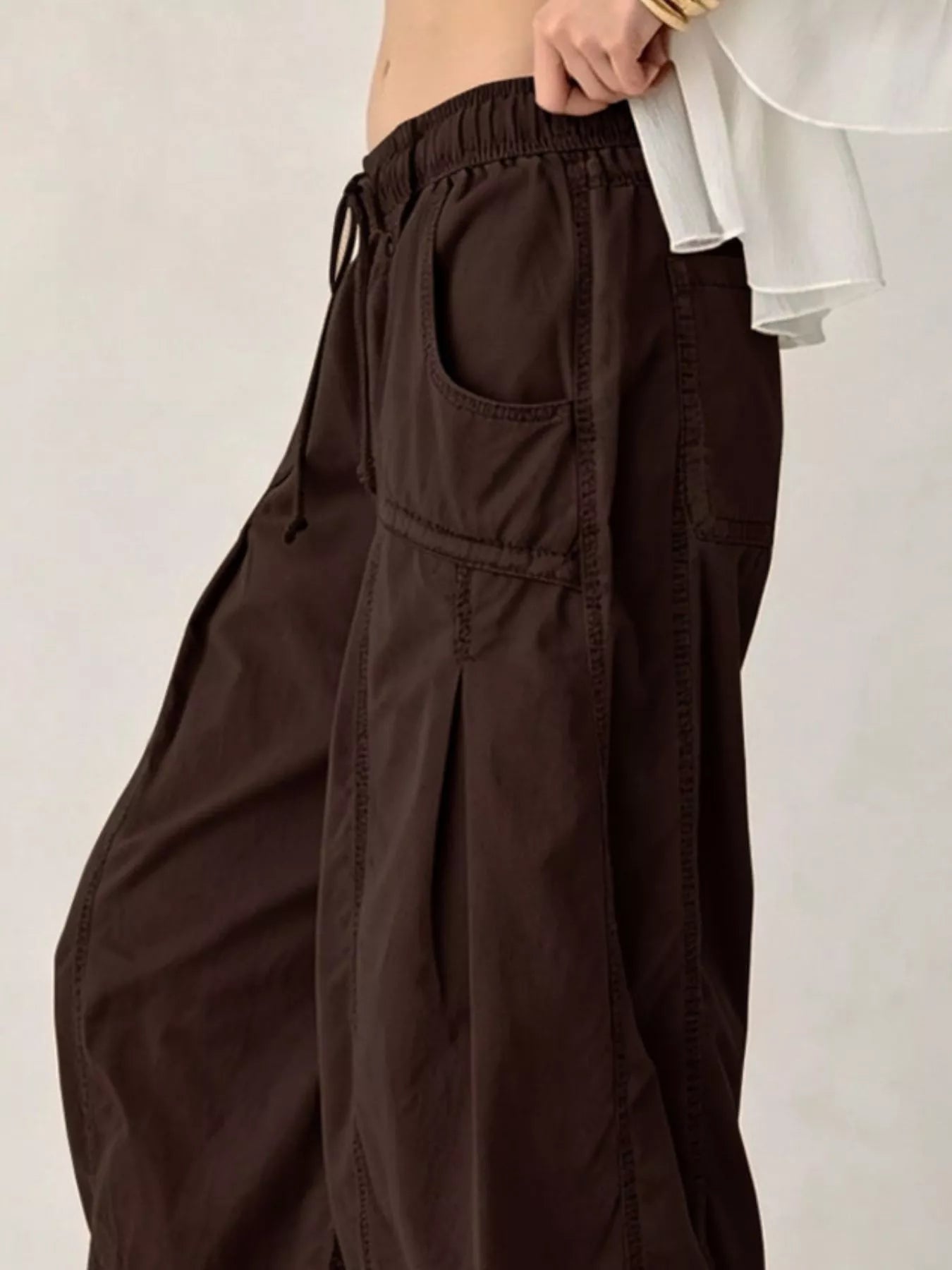 Trendsi High-Waisted Cargo Wide-Leg Pants -