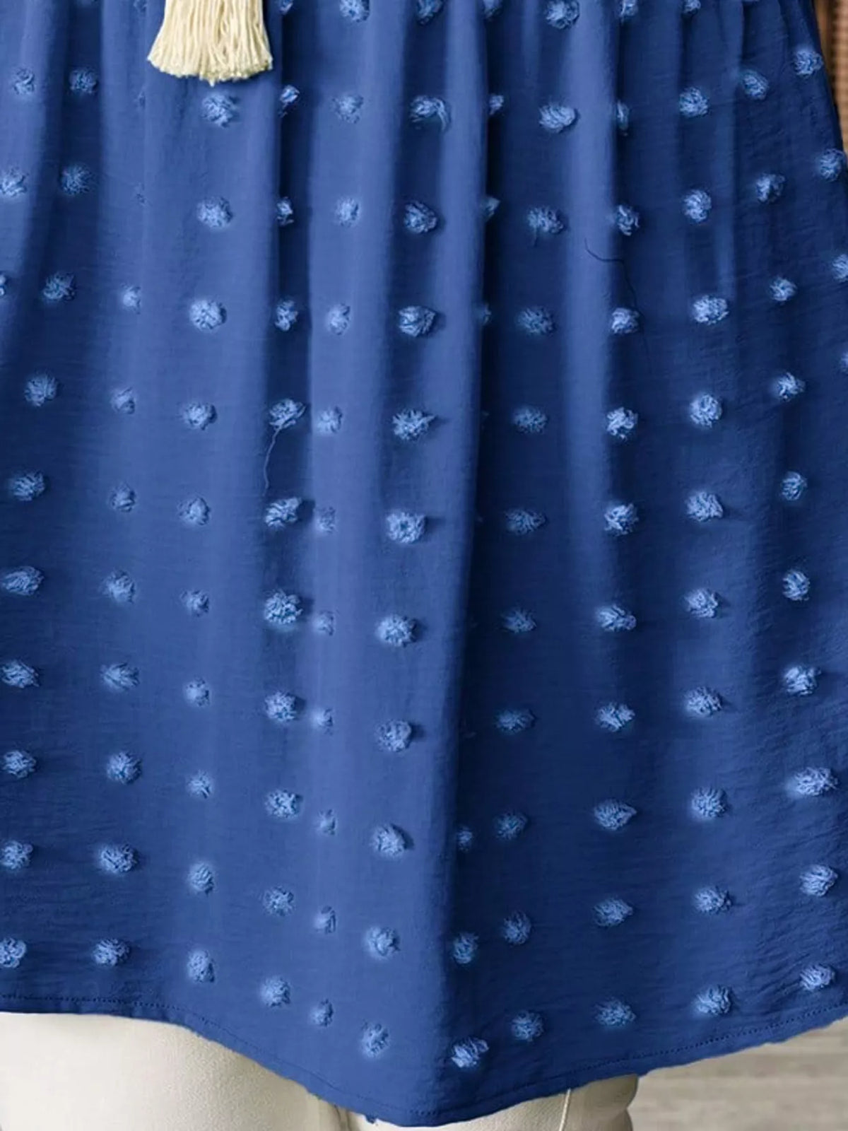 Swiss-dot blouse, blue dot detail