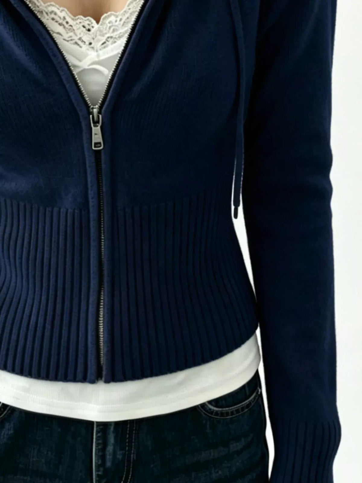 Trendsi Zip-Up Cropped Hooded Cardigan -
