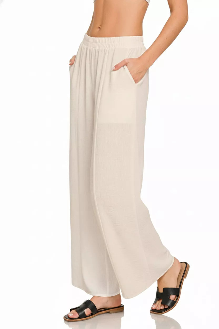 Women's Woven Airflow Drawstring Pants With Elastic Waist — product view 3