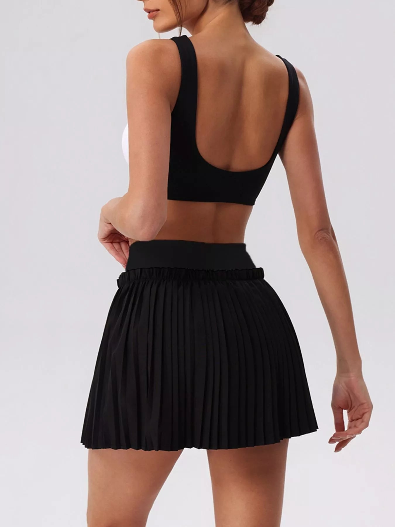 Trendsi Sleeveless Top and Pleated Skirt Active Set -