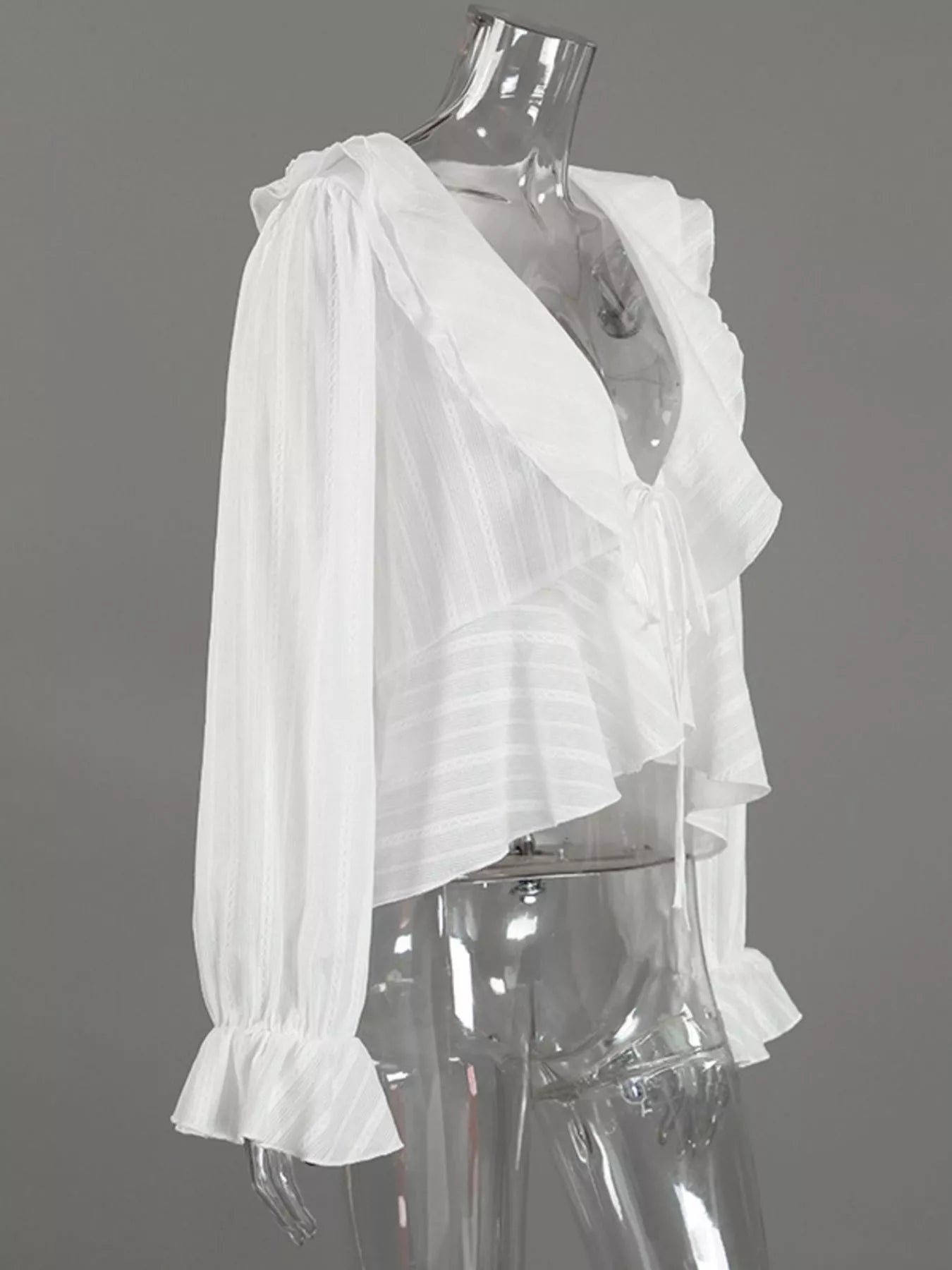 Trendsi Ruffled Striped Flounce Sleeve Blouse -