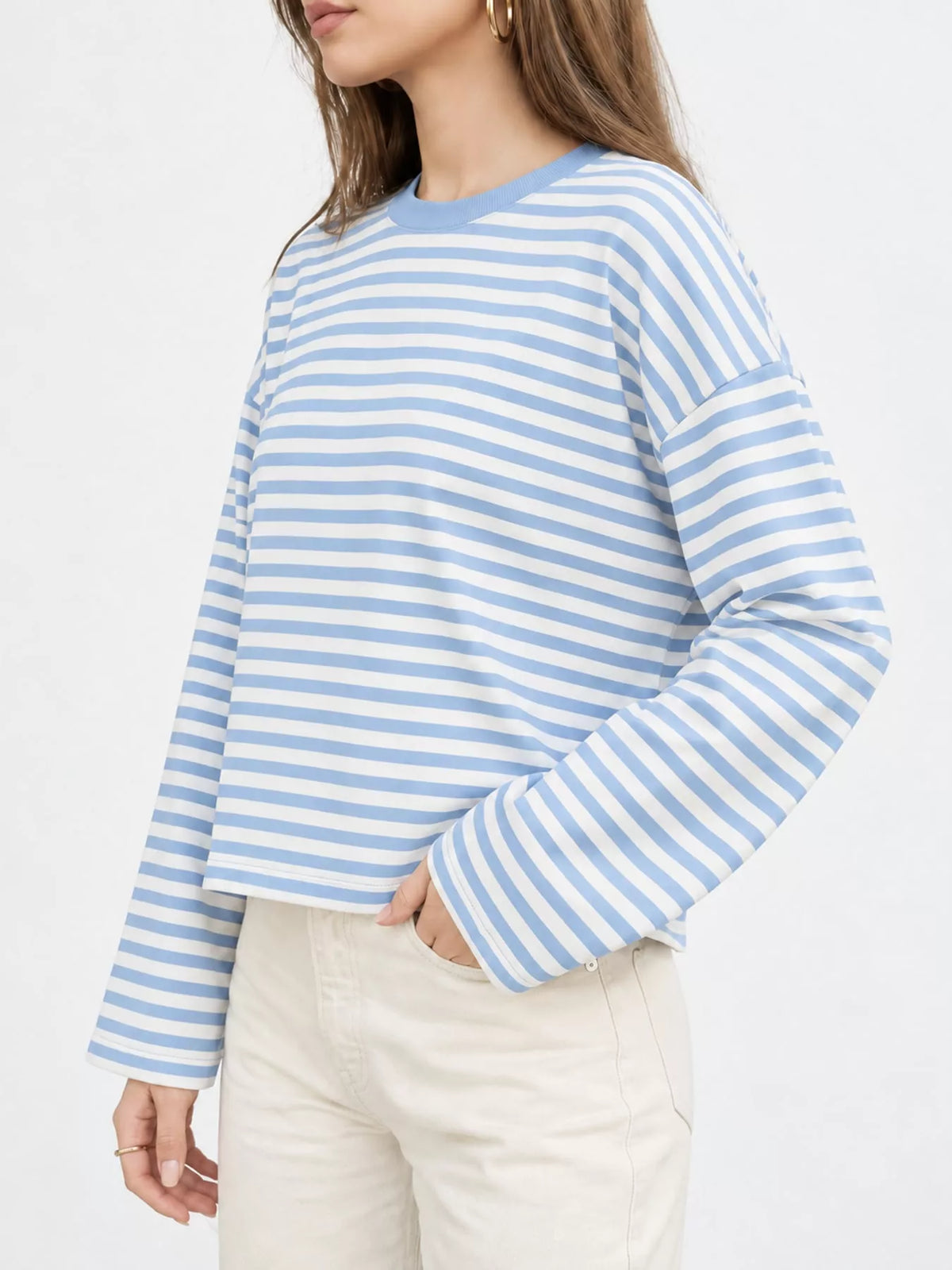 Long Sleeve Crew Neck T-Shirt — side view