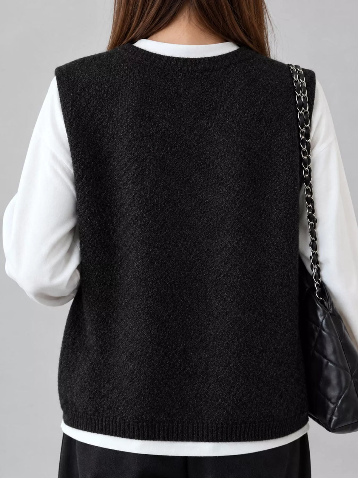 Sleeveless sweater vest, back view