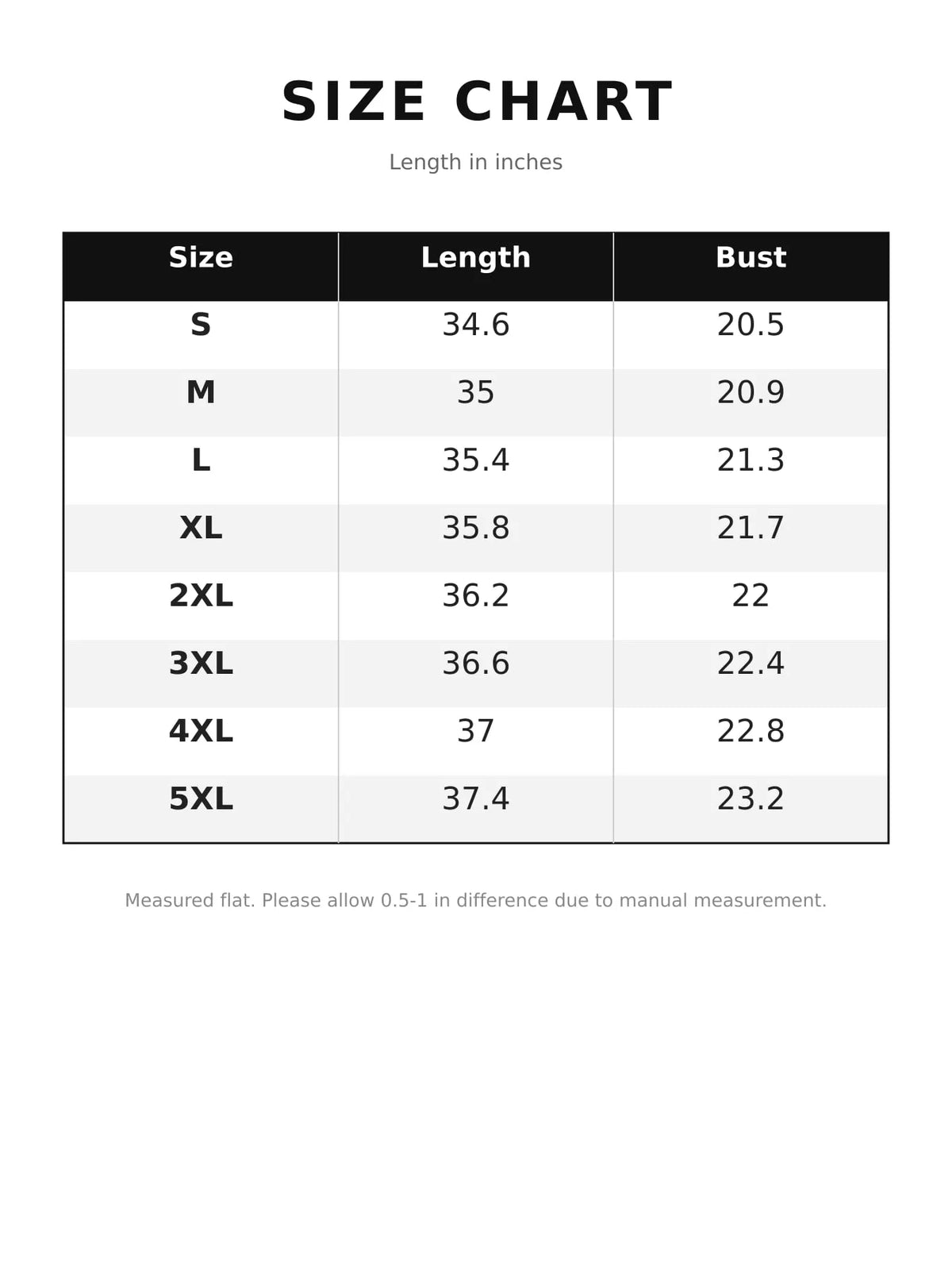 Longline knit cardigan, size chart