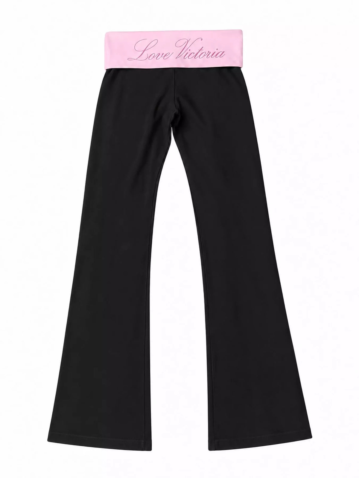Pink 1 fold-over waist flared pants