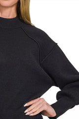 Trendsi Zenana Viscose Mock Neck Exposed Seam Sweater -