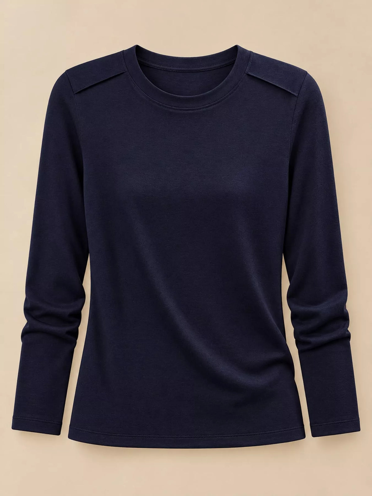 Navy solid long-sleeve crew neck t-shirt
