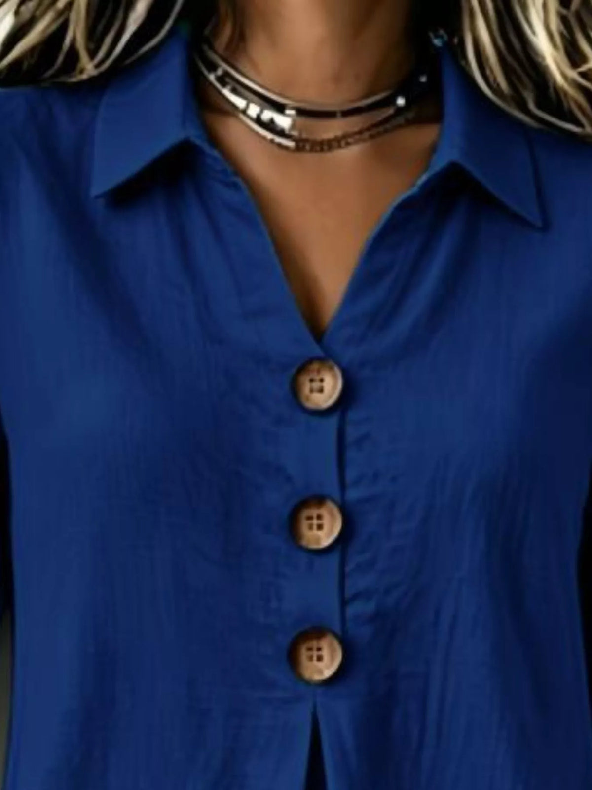 Trendsi Full Size Button Detail Long Sleeve Blouse Plus Size -