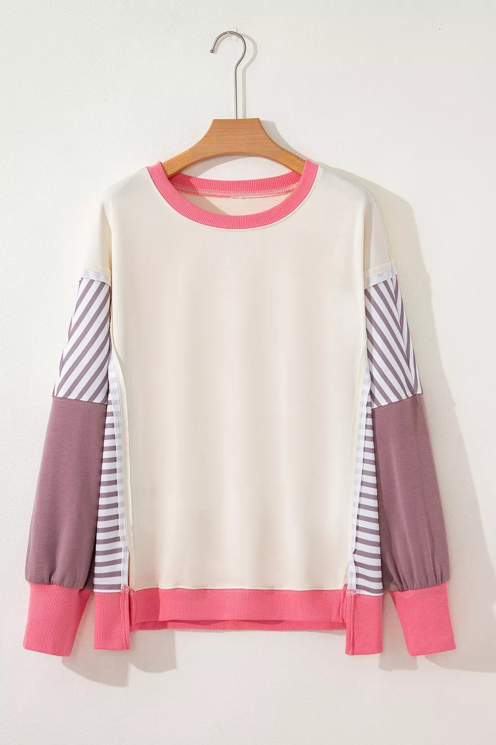 Trendsi Color-Block Striped Crew Neck Sweatshirt -