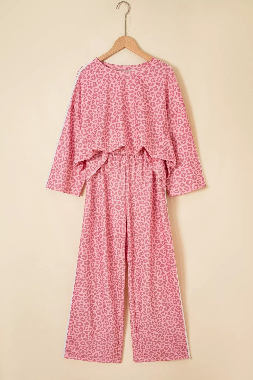 Trendsi Leopard Print Casual Two-Piece Set with Side Stripes -