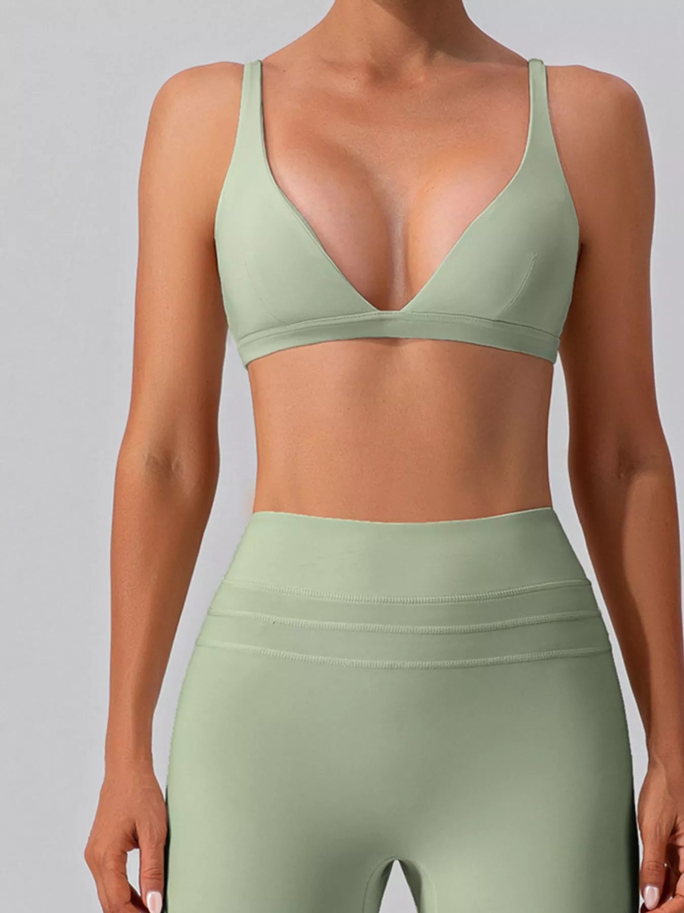 Trendsi V-Neck Tank and High-Waisted Seamless Pants Active Set -