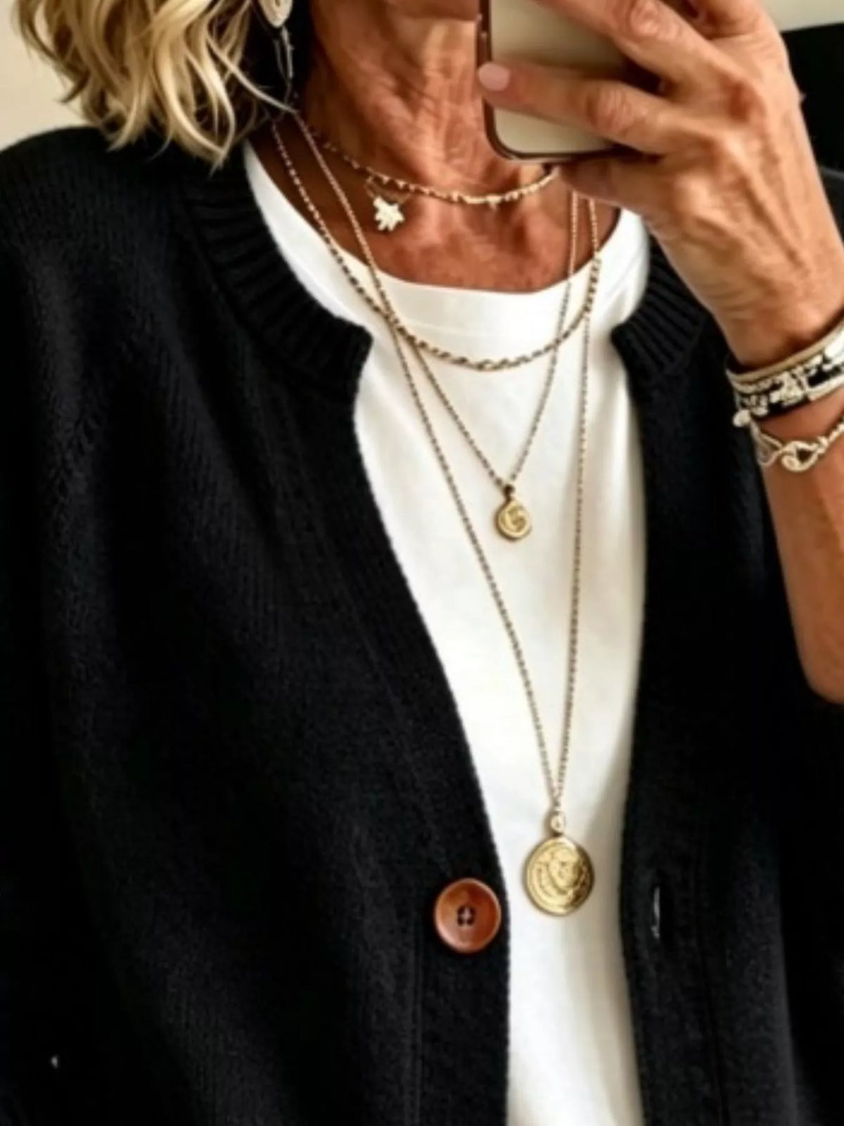 Women's Button Up Raglan Sleeve Cardigan in Black, alternate view