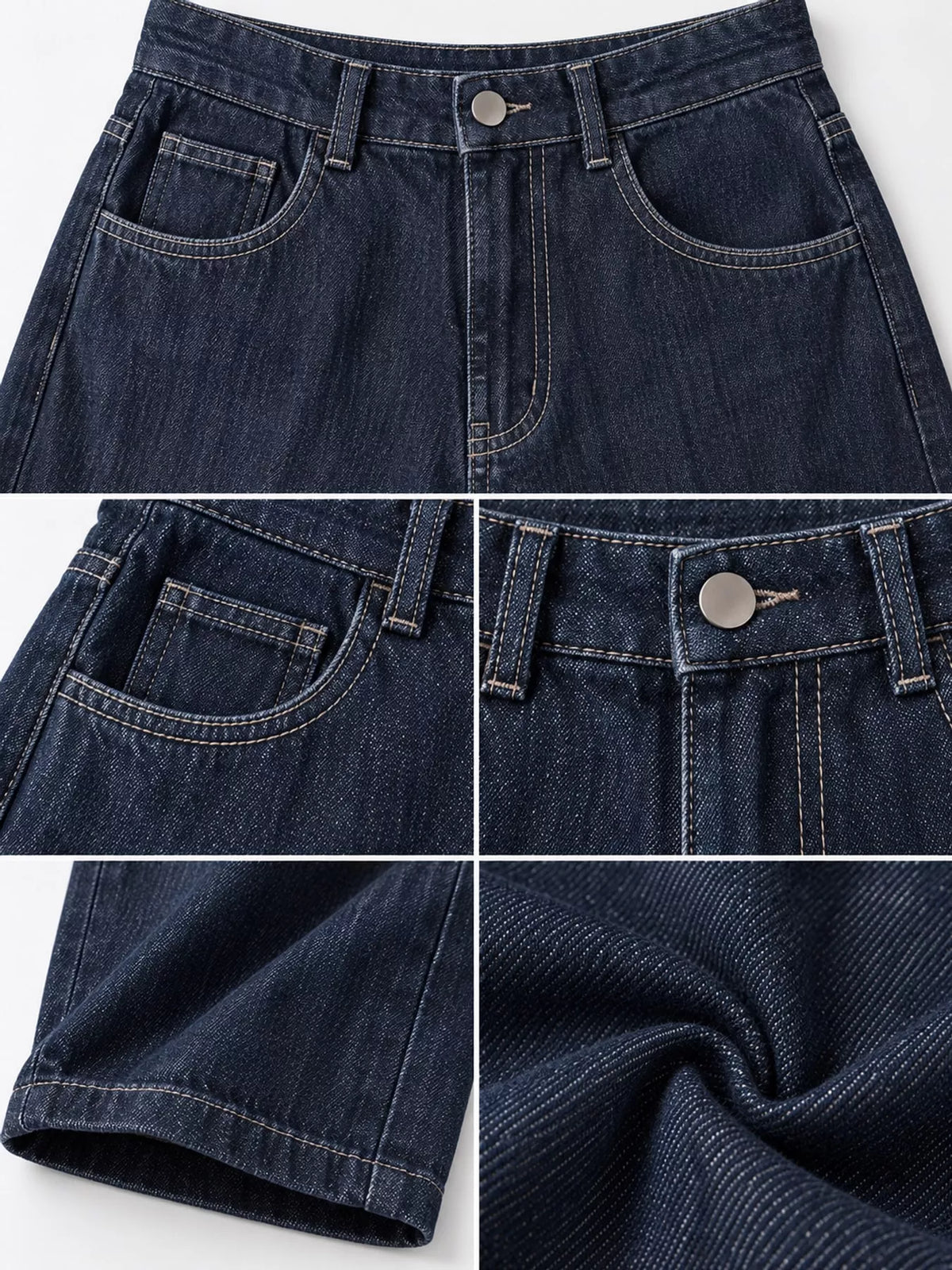 High-Waisted Wide-Leg Jeans, detail view in dark blue