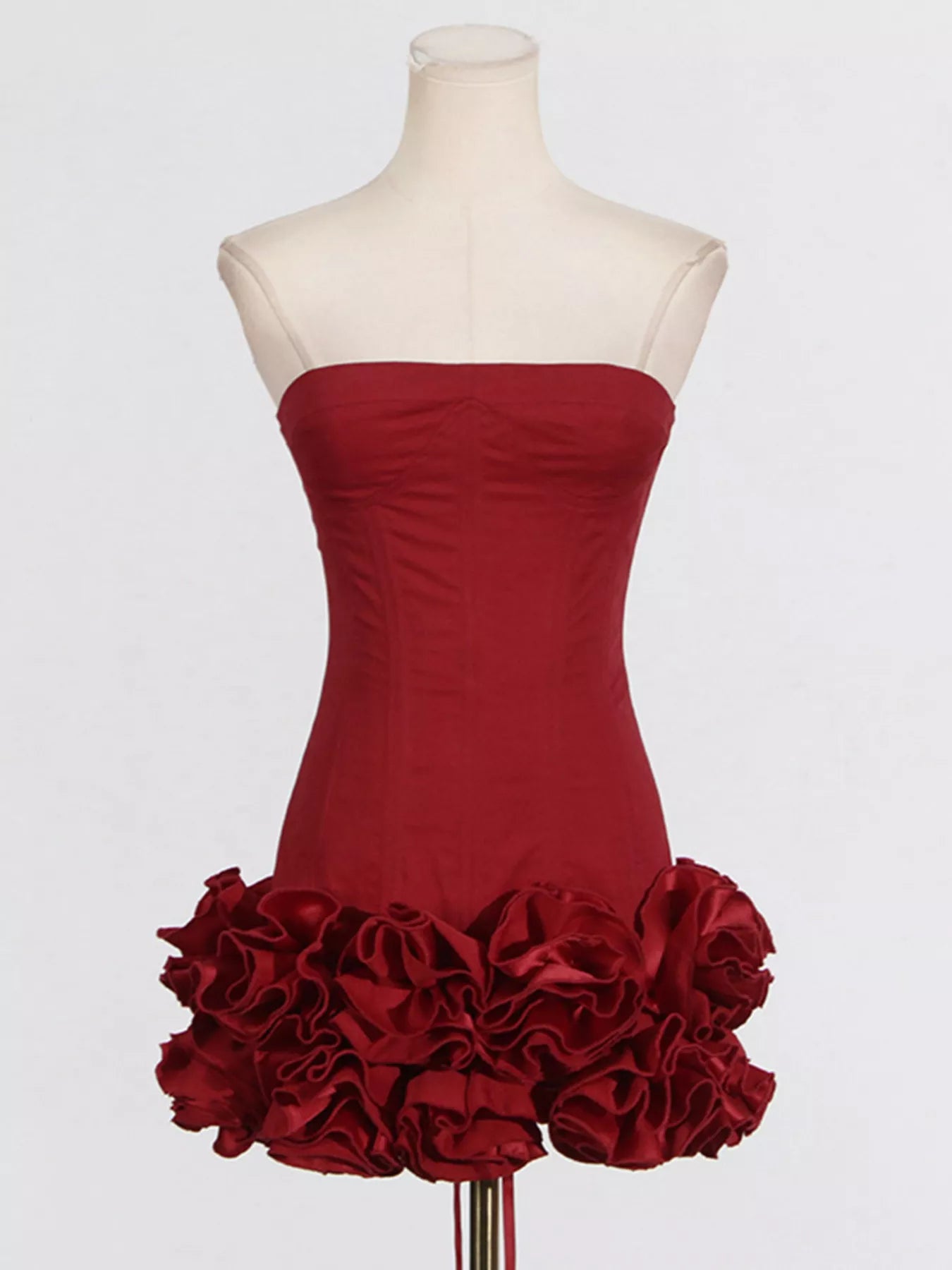 Trendsi Ruffled Hem Tube Mini Dress -
