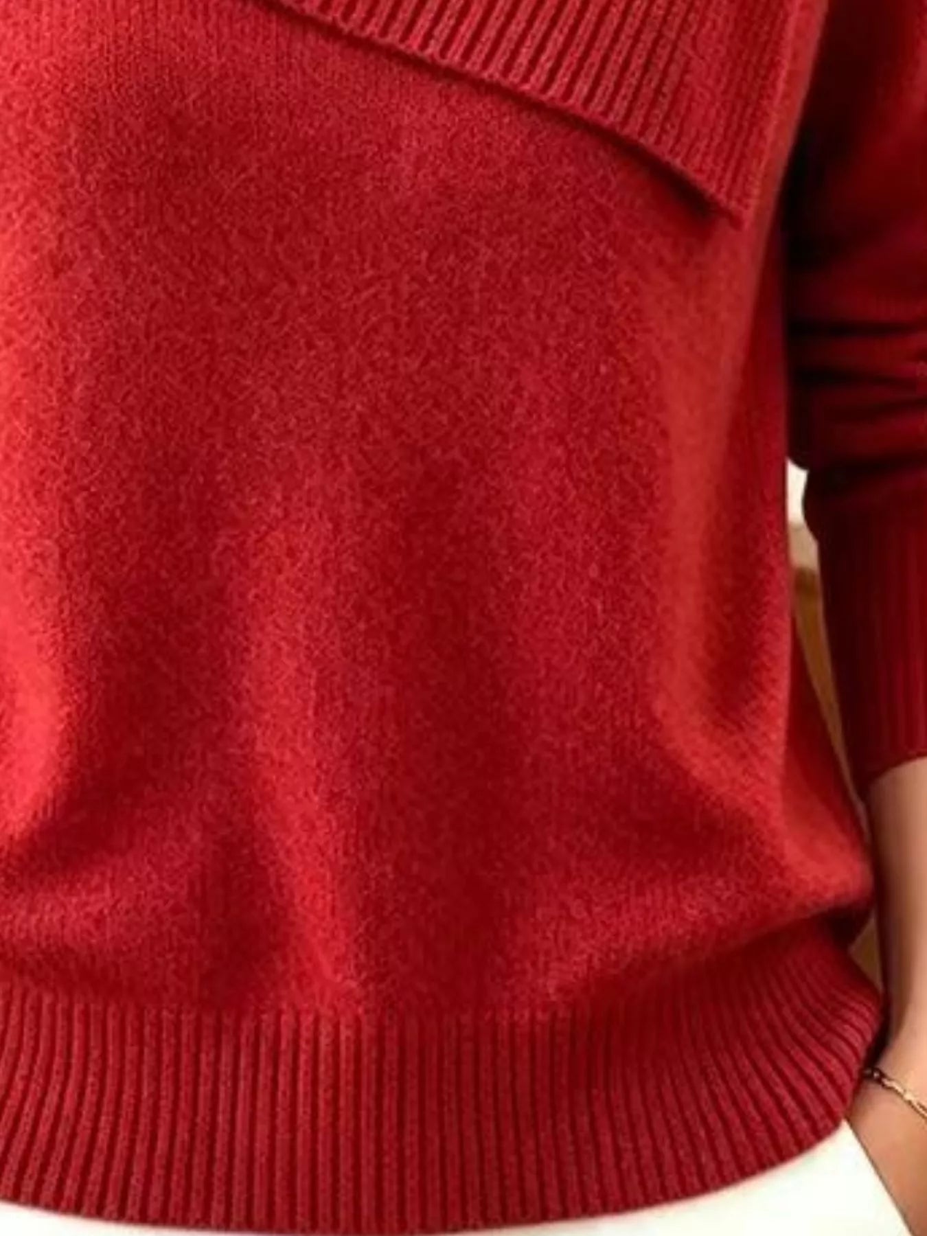 Trendsi Full Size Asymmetric Ribbed Collar Sweater Plus Size -