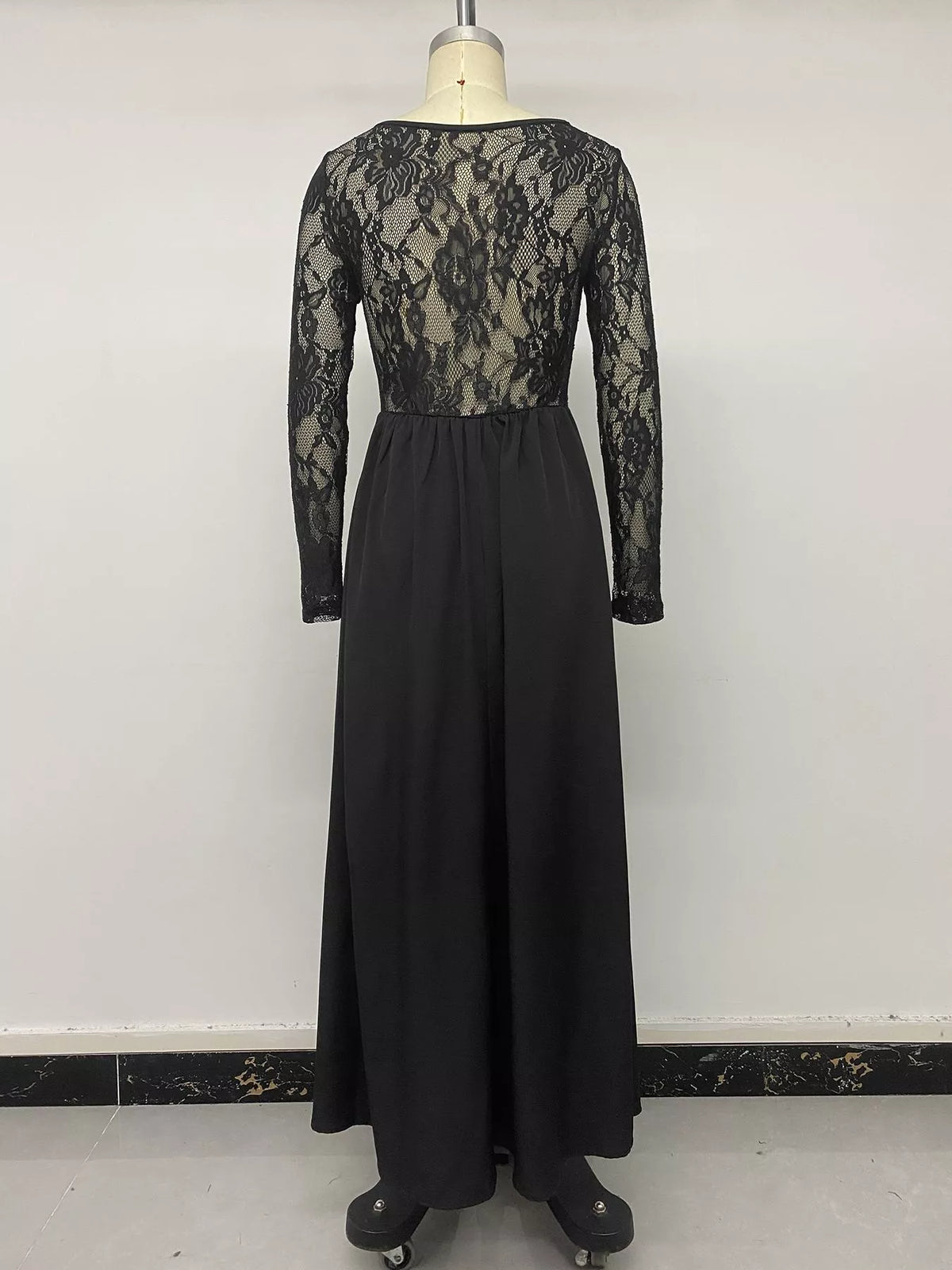 Trendsi Square Neck Sheer Sleeve Maxi Dress -