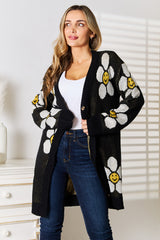 Trendsi Perfee Floral Button Down Longline Cardigan -