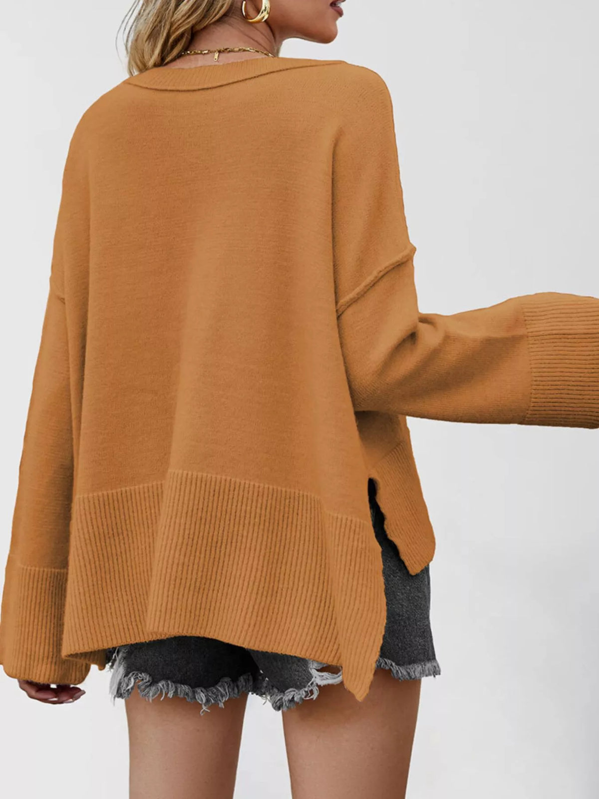 Trendsi Dropped Shoulder Flare Sleeve Sweater -