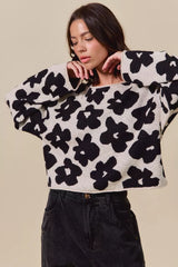 Trendsi SO ME Loose Fit Flower Lightweight Sweater Top -