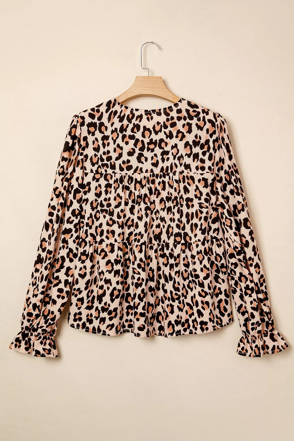 Trendsi Leopard Print Tie-Neck Blouse -
