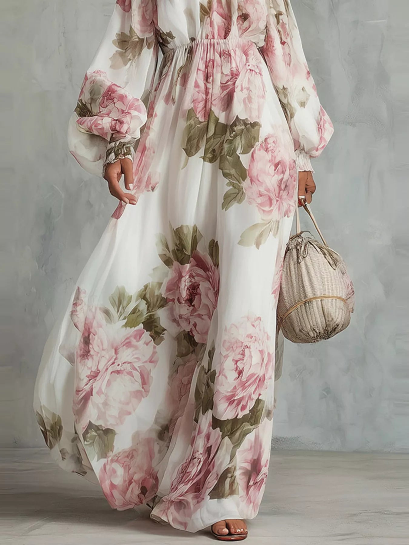 Trendsi Floral Off Shoulder Maxi Dress -