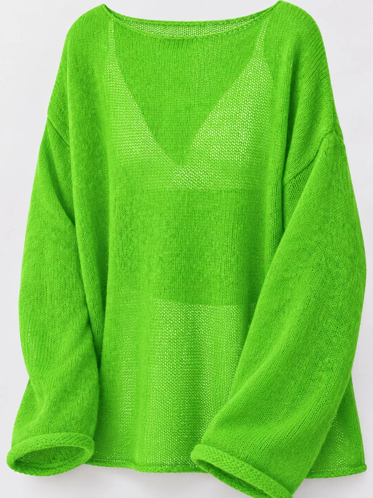 Knit cover-up, green knit detail
