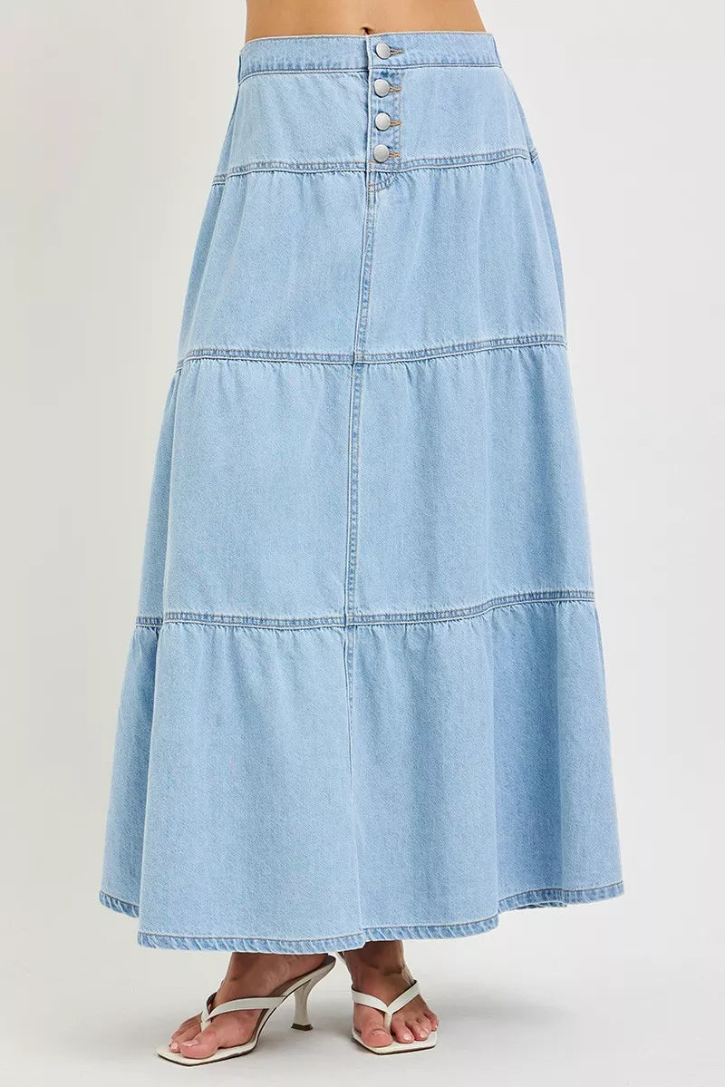 Trendsi RISEN High Rise Ruffle Long Skirts -