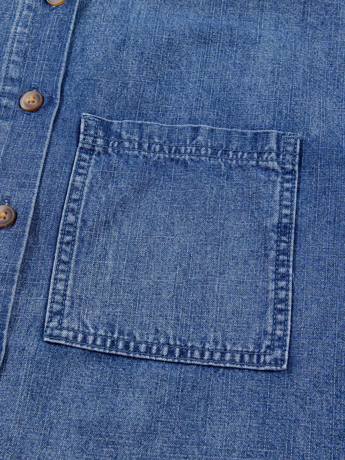 Trendsi Three Quarter Sleeve Button Front Loose Denim Shirt -