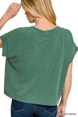 Trendsi Zenana Raised Rib Cap Sleeve Top -
