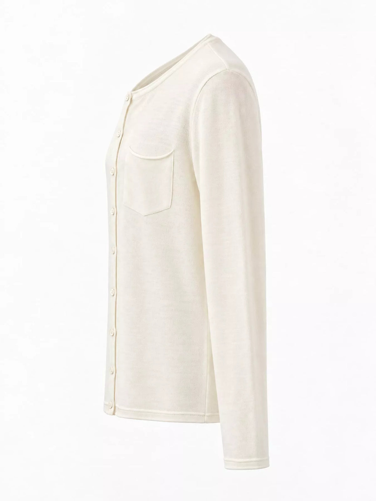 Round neck long sleeve cardigan, product view
