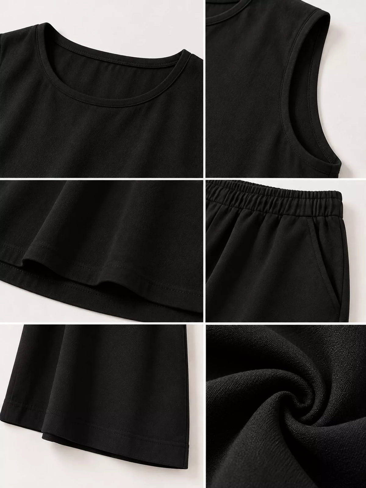 Sleeveless Tank Top and Wide-Leg Pants Set — construction details